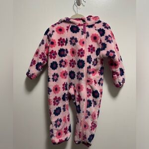 REI Baby Fleece Bunting Suit Pink And Purple Flowers Size 6 Months